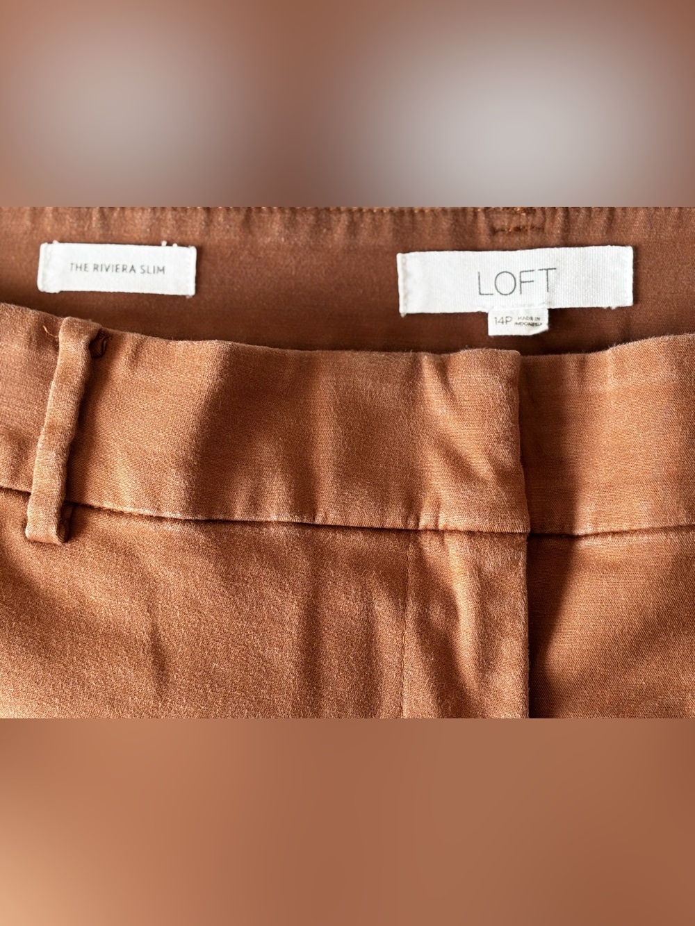 LOFT Riviera Slim Pants Cocoa Powder Size 14 Petite - Picture 2 of 5
